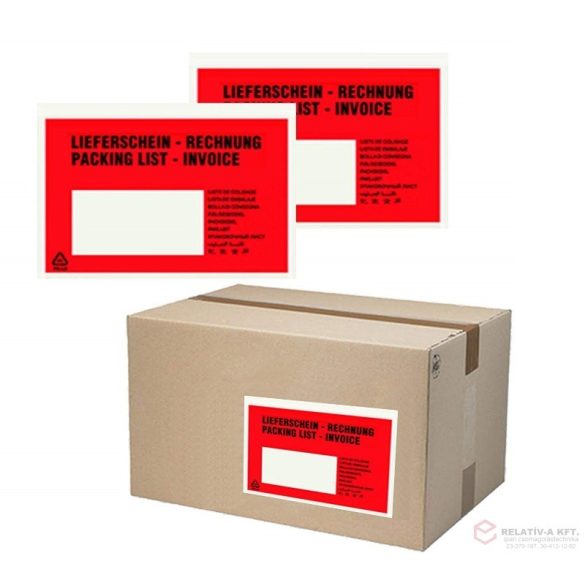 LD JOBB ablakos piros nyomtatott okmánytasak (csomagkísérő), 1000db/doboz