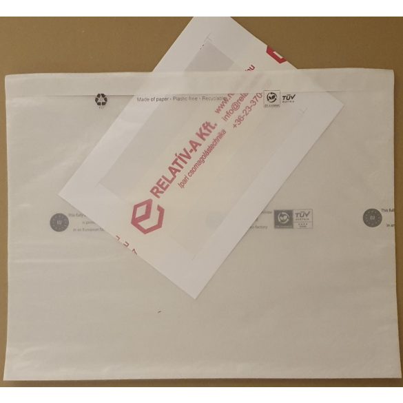 Papír okmánytasak C4 méretű, 100% papírból, 500db/doboz csomagkísérő tasak