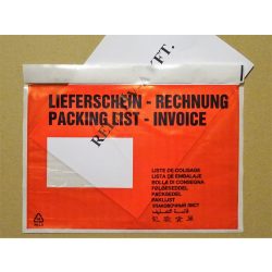   C5 piros okmánytasak nyomtatott (csomagkísérő), 1000db/doboz, Lieferschein, Rechnung, Packing list, Invoice