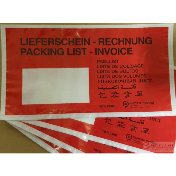 Öko papír okmánytasak LC5 PIROS (csomagkísérő papírból), 1000db/doboz